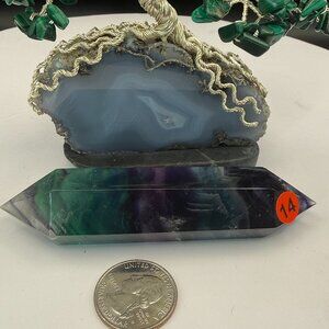 Rainbow Fluorite Double Terminated Wand Points Phantoms Rainbows 4.03" Tall  14